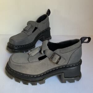 Dr. Martens Corran Mary Jane Gray Suede Chunky Tassel Shoes Women’s 8  Y2K